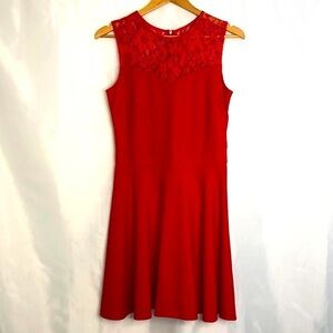HELOISE FASHION Sleeveless Lace Red Fit Flare Dress Size M